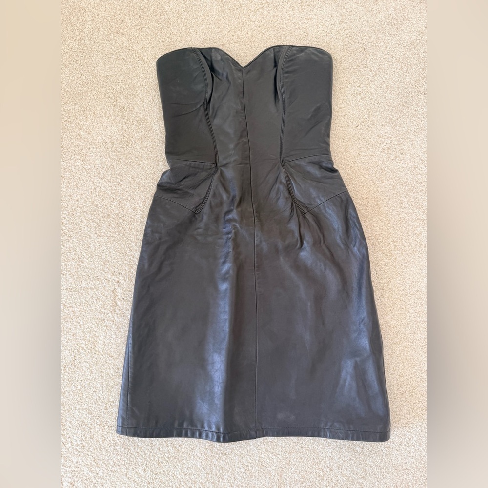 Scully VTG 80's Black Strapless Leather Dress